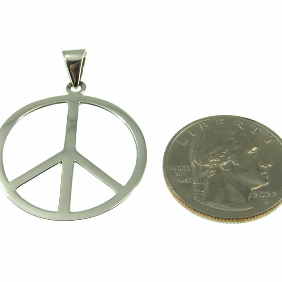 Solid 925 Sterling Silver Peace Sign Hippie Symbol Pendant by Peter Stone - Picture 3 of 6